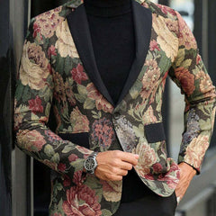 Men's Floral Jacquard Casual Blazer MTA2867C1X