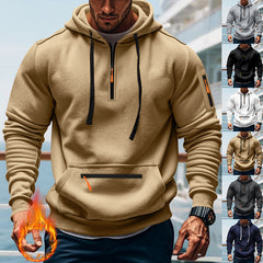 Men's Stylish Hoodie with Half-Zip Closure and Functional Pockets - Perfect for Casual Wear
