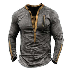 Men's Outdoor Tactical Zipper Henley Neck Long Sleeve T-Shirt 55877636X