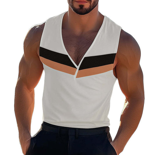 Men's Summer Cool Deep V Neck Tank Top MTA0842D9U