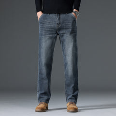 Men's Relaxed Straight Fit Jeans with Stretchy Design for Comfort and Style