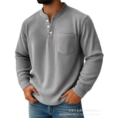 Men's Casual Henley Shirt With Chest Pocket - Perfect For Everyday Wear