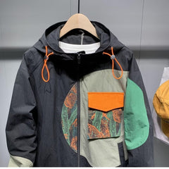 Stylish Color-Block Hooded Jacket for Men - Perfect for Casual and Outdoor Adventures
