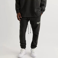 Men's Casual Jogger Pants with 1977 Embroidery - Perfect for Everyday Wear