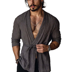 Men's Casual Loose Tie Long Sleeve Cardigan 76886872X