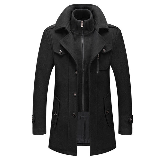 Men's Stylish Black Trench Coat - Perfect for Modern Gentlemen
