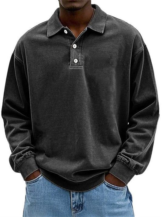 Stylish Long Sleeve Polo Shirt For Men - Perfect For Casual And Everyday Wear