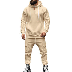 Men's Loose Sports Hooded Sweatshirt And Sports Pants Set 40057919Y