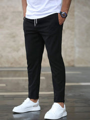 Men's Slim Fit Jogger Pants with Elastic Waistband and Drawstring