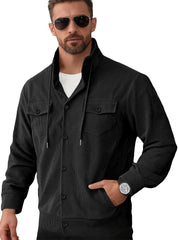 Men's Casual Corduroy Jacket With Button Closure And Pockets