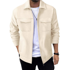 Men's New Autumn Casual Jacquard Lapel Jacket: Zip-Up, Long-Sleeve Outerwear