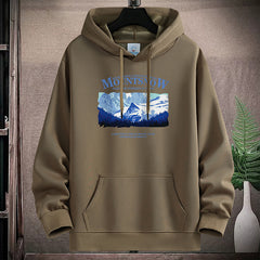 Stylish Mountain Graphic Hoodie For Men - Perfect For Casual Wear And Outdoor Adventures