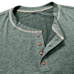 Men's Casual Henley Shirt with Stylish Contrast Stitching