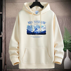 Stylish Mountain Graphic Hoodie For Men - Perfect For Casual Wear And Outdoor Adventures