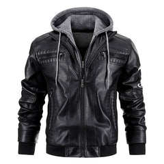 Stylish Hooded Leather Jacket for Men - Perfect for Casual and Outdoor Adventures