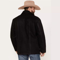 Men's Stylish Black Jacket with Detachable Hood - Perfect for Casual and Outdoor Adventures