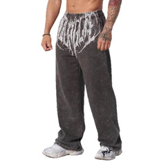 Bold Graphic Print Wide-Leg Pants for Men - Perfect for Streetwear and Casual Outfits