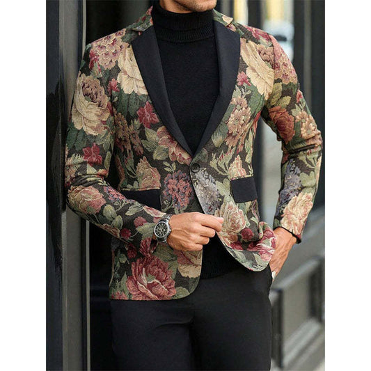 Men's Floral Jacquard Casual Blazer MTA2867C1X