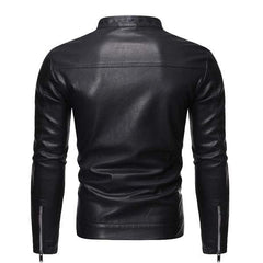 Men's Stand Collar Zip Leather Jacket 58055758X