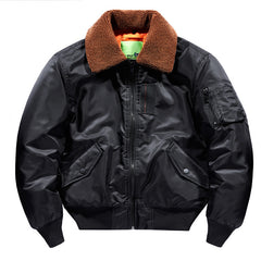 Winter-Ready Bomber Jacket with Detachable Faux Fur Collar - Perfect for Outdoor Adventures