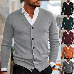 Men's Stylish V-Neck Cardigan Sweater - Perfect for Casual and Formal Wear