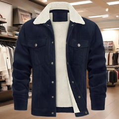 Winter-Ready Corduroy Jacket With Faux Fur Lining For Men