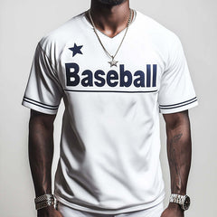 Men's Retro Casual Baseball Printed Round Neck Short Sleeve T-Shirt MTA2253C4TO