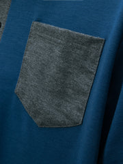 Men's Casual Polo Shirt: Chest Pocket, Collared With Buttons, Color-Block T-Shirt Top