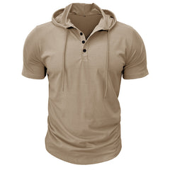 Stylish Men's Hooded Henley T-Shirt - Perfect for Casual and Active Wear