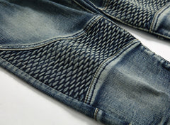 Men's Vintage Distressed Washed Biker Jeans