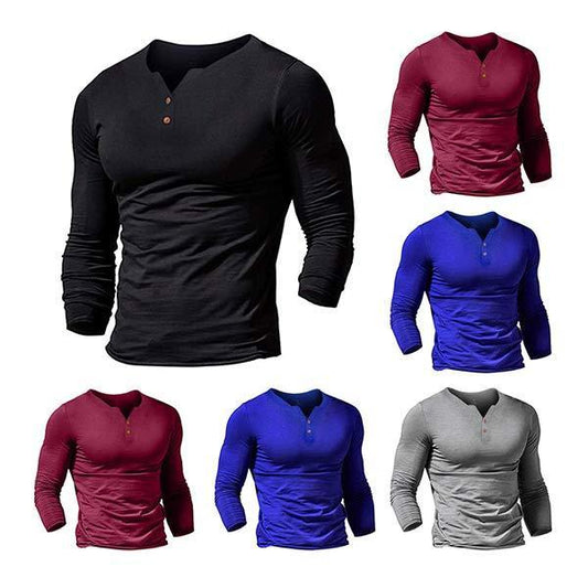 Men's Solid Color Long Sleeve T-shirt 94029701W