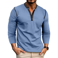 Men's Casual Henley Long Sleeve T-Shirt - Stylish and Comfortable for Everyday Wear