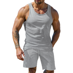 Men's Casual Solid Color Tank Top Shorts Two-Piece Set MTA0714D8X