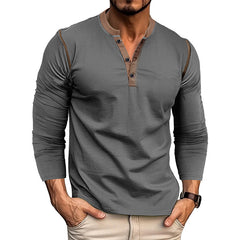 Men's Casual Henley Long Sleeve T-Shirt - Stylish and Comfortable for Everyday Wear