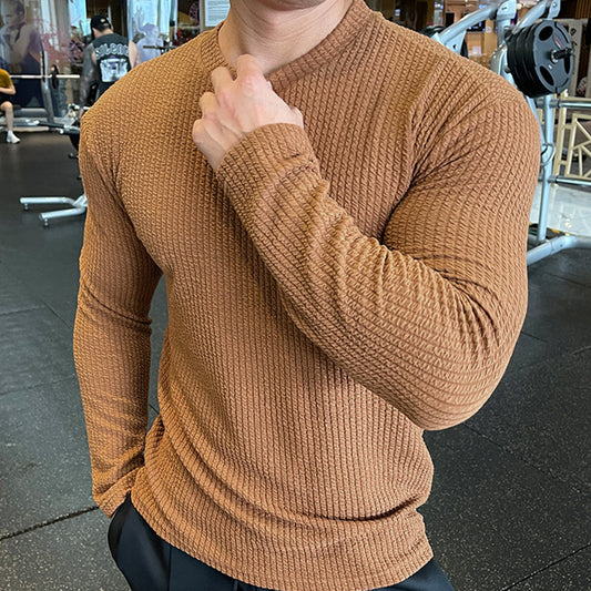 Men's Slim Fit Long Sleeve Sweater for Fitness Enthusiasts