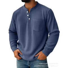 Men's Casual Henley Shirt With Chest Pocket - Perfect For Everyday Wear
