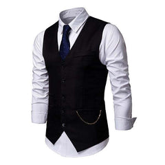 Men's Plain Print V-Neck Dress Vest 94317846M