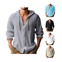 Stylish Men's Casual Button-Up Hoodie Shirt for Summer Beach Outfits
