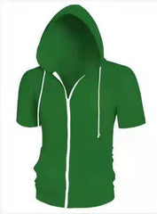 Men's Stylish Short Sleeve Hoodie with Zip-Up Design for Active Wear