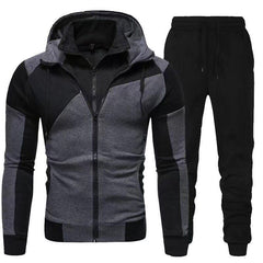 Men's Casual Double Layer Hoodie And Sweatpants Set 40965202F