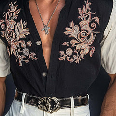 Men's Contrast Embroidered Short Sleeve Shirt MTA2580C6X