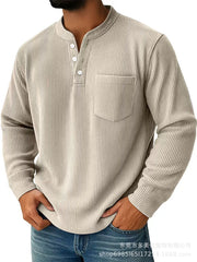 Men's Casual Henley Shirt With Chest Pocket - Perfect For Everyday Wear