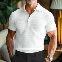 Men's Spring Fashion Classic Waffle Bright Color Golf Polo Shirt MTA0130D9K
