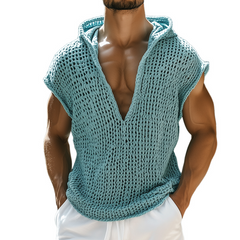 Men's Retro Casual Knit Hooded Tank Top MTA0285D0TO