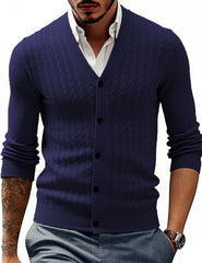 Men's Stylish Cable Knit Cardigan Sweater - Perfect for Casual and Formal Wear