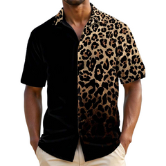 Men's Leopard Print Short Sleeve Shirt MTA2830C0X