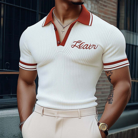 Men's Summer Polo Collar Fashion Knitted Short Sleeve T-Shirt MTA3135C9U