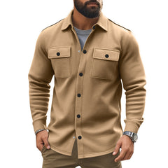 Men's Casual Button-Up Shirt With Functional Pockets