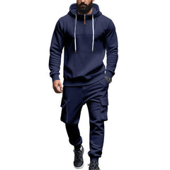 Men's Loose Sports Hooded Sweatshirt And Sports Pants Set 40057919Y