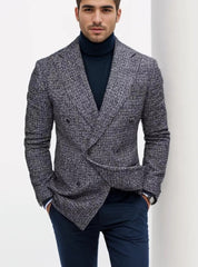 Double-Breasted Houndstooth Blazer For Men - Stylish And Versatile